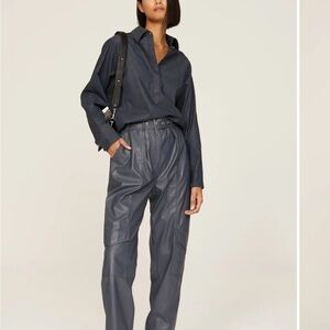 Marissa Webb Blue faux leather shirt